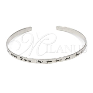 Sterling Silver Individual Bangle, Love Design, Polished, Silver Finish, 07.174.0002 (07 MM Thickness, One size fits all)