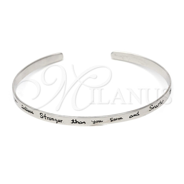 Sterling Silver Individual Bangle, Love Design, Polished, Silver Finish, 07.174.0002 (07 MM Thickness, One size fits all)