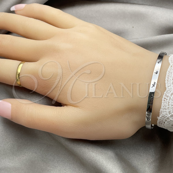 Sterling Silver Individual Bangle, Love Design, Polished, Silver Finish, 07.174.0003 (06 MM Thickness, One size fits all)