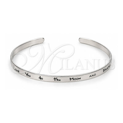 Sterling Silver Individual Bangle, Love Design, Polished, Silver Finish, 07.174.0003 (06 MM Thickness, One size fits all)
