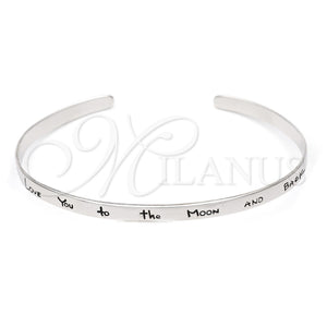 Sterling Silver Individual Bangle, Love Design, Polished, Silver Finish, 07.174.0003 (06 MM Thickness, One size fits all)