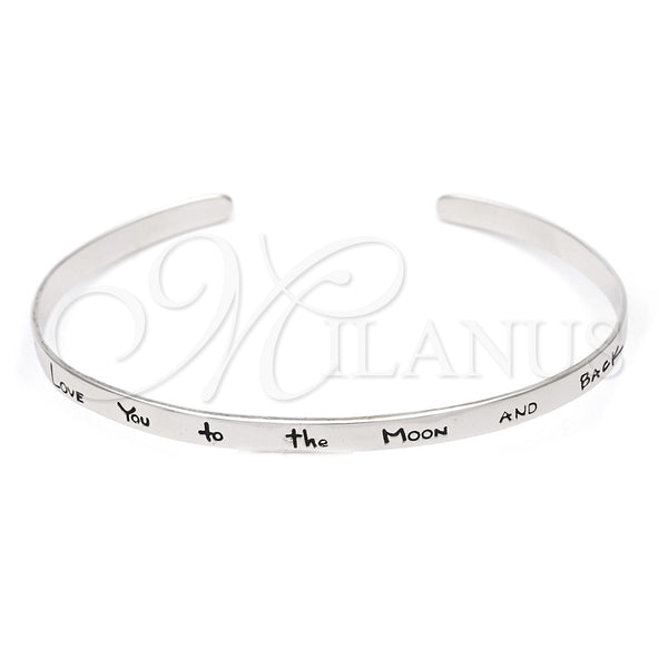 Sterling Silver Individual Bangle, Love Design, Polished, Silver Finish, 07.174.0003 (06 MM Thickness, One size fits all)