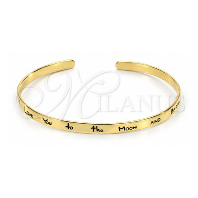 Sterling Silver Individual Bangle, Love Design, Polished, Golden Finish, 07.174.0003.1 (06 MM Thickness, One size fits all)