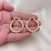 Oro Laminado Medium Hoop, Gold Filled Style Hollow Design, Diamond Cutting Finish, Golden Finish, 5.139.010.30