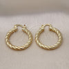 Oro Laminado Medium Hoop, Gold Filled Style Hollow Design, Diamond Cutting Finish, Golden Finish, 5.139.010.30
