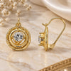 Oro Laminado Leverback Earring, Gold Filled Style with White Cubic Zirconia, Diamond Cutting Finish, Golden Finish, 02.164.0031