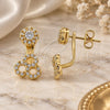 Oro Laminado Stud Earring, Gold Filled Style with White Micro Pave, Polished, Golden Finish, 02.199.0006