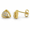 Oro Laminado Stud Earring, Gold Filled Style with White Micro Pave, Polished, Golden Finish, 02.168.0015