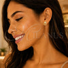 Oro Laminado Stud Earring, Gold Filled Style Heart Design, with White Micro Pave, Polished, Golden Finish, 02.168.0013