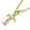 Oro Laminado Fancy Pendant, Gold Filled Style Initials Design, with White Cubic Zirconia, Polished, Golden Finish, 05.26.0032