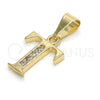 Oro Laminado Fancy Pendant, Gold Filled Style Initials Design, with White Cubic Zirconia, Polished, Golden Finish, 05.26.0032