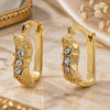 Oro Laminado Huggie Hoop, Gold Filled Style with White Crystal, Polished, Golden Finish, 02.164.0035