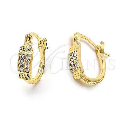 Oro Laminado Small Hoop, Gold Filled Style with White Crystal, Diamond Cutting Finish, Golden Finish for wholesale, main product view