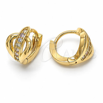 Oro Laminado Huggie Hoop, Gold Filled Style with Multicolor Micro Pave, Polished, Golden Finish, 02.122.0056