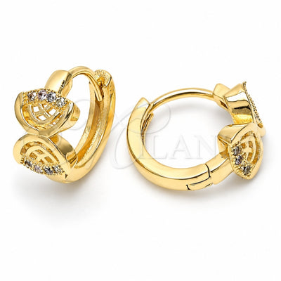 Oro Laminado Huggie Hoop, Gold Filled Style with Multicolor Micro Pave, Polished, Golden Finish, 02.122.0068