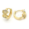 Oro Laminado Huggie Hoop, Gold Filled Style with Multicolor Micro Pave, Polished, Golden Finish, 02.122.0068