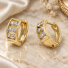 Oro Laminado Huggie Hoop, Gold Filled Style with White Crystal, Matte Finish, Golden Finish, 02.164.0025