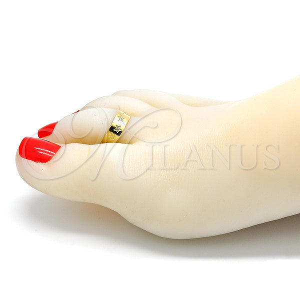 Oro Laminado Toe Ring, Gold Filled Style Star Design, Diamond Cutting Finish, Golden Finish, 01.117.0003 (One size fits all)