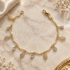 Oro Laminado Charm Bracelet, Gold Filled Style Leaf Design, with White Cubic Zirconia, Polished, Golden Finish, 03.63.0204.07 (03 MM Thickness, 7 Inches Length)