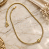 Oro Laminado Pendant Necklace, Gold Filled Style Rat Tail Design, with White Micro Pave, Polished, Golden Finish, 04.63.0002 (03 MM Thickness, 18 Inches Length)