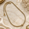 Oro Laminado Pendant Necklace, Gold Filled Style Rat Tail Design, with White Micro Pave, Polished, Golden Finish, 04.63.0004 (03 MM Thickness, 18 Inches Length)