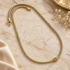 Oro Laminado Pendant Necklace, Gold Filled Style Rat Tail Design, with White Micro Pave, Polished, Golden Finish, 04.63.0011 (03 MM Thickness, 18 Inches Length)