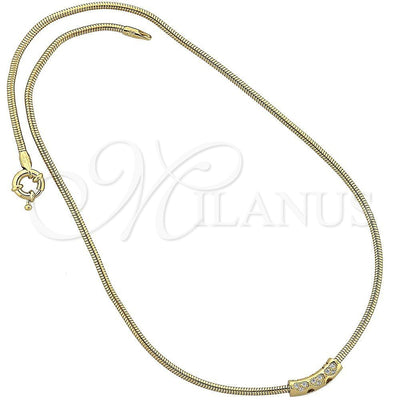 Oro Laminado Pendant Necklace, Gold Filled Style Heart and Rat Tail Design, with White Micro Pave, Polished for wholesale, main product view