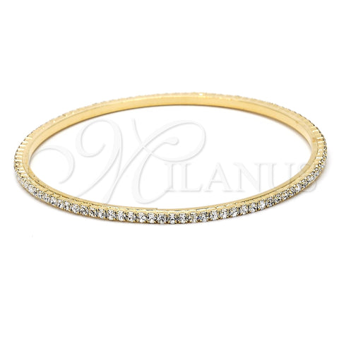 Oro Laminado Individual Bangle, Gold Filled Style with White Cubic Zirconia, Polished, Golden Finish, 07.97.0049 (03 MM Thickness, Size 5 (2.50 Diameter))