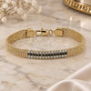 Oro Laminado Fancy Bracelet, Gold Filled Style with Black and White Cubic Zirconia, Polished, Golden Finish, 5.011.010.2 (07 MM Thickness, 8 Inches Length)