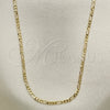 Oro Laminado Basic Necklace, Gold Filled Style Figaro Design, Polished, Golden Finish, 5.222.019.30 (0.50 Gauge, 02 MM Thickness, 30 Inches Length)