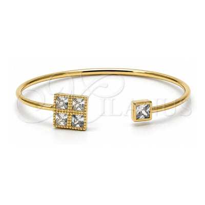 Oro Laminado Individual Bangle, Gold Filled Style with White Cubic Zirconia, Polished, Golden Finish, 07.97.0052 (02 MM Thickness, One size fits all)