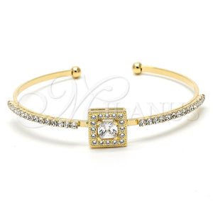 Oro Laminado Individual Bangle, Gold Filled Style with White Micro Pave and White Cubic Zirconia, Polished, Golden Finish, 07.97.0057 (03 MM Thickness, One size fits all)