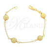 Oro Laminado Fancy Bracelet, Gold Filled Style Ball and Rolo Design, Matte Finish, Golden Finish, 03.63.1262.07 (7 Inches Length)