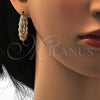 Oro Laminado Medium Hoop, Gold Filled Style with White Crystal, Diamond Cutting Finish, Golden Finish, 02.155.0059.1.30