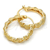Oro Laminado Medium Hoop, Gold Filled Style with White Crystal, Diamond Cutting Finish, Golden Finish, 02.155.0059.1.30