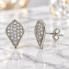 Sterling Silver Stud Earring, Teardrop Design, with White Micro Pave, Polished, Rhodium Finish, 02.174.0025