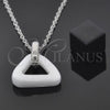 Stainless Steel Pendant Necklace, White Resin Finish, Steel Finish, 04.113.0022.18 (18 Inches Length)