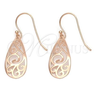 Sterling Silver Dangle Earring, Polished, Rose Gold Finish, 02.174.0038.1 for wholesale, main product view