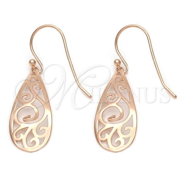 Sterling Silver Dangle Earring, Polished, Rose Gold Finish, 02.174.0038.1