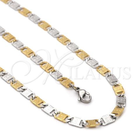 Stainless Steel Necklace and Bracelet, Mariner Design, Two Tone, 04.113.0043.24