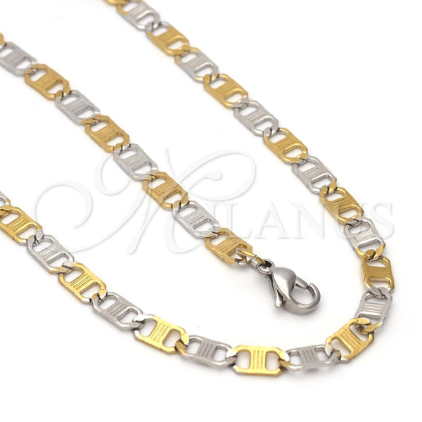 Stainless Steel Necklace and Bracelet, Mariner Design, Two Tone, 04.113.0049.24