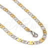Stainless Steel Necklace and Bracelet, Mariner Design, Two Tone, 04.113.0049.24