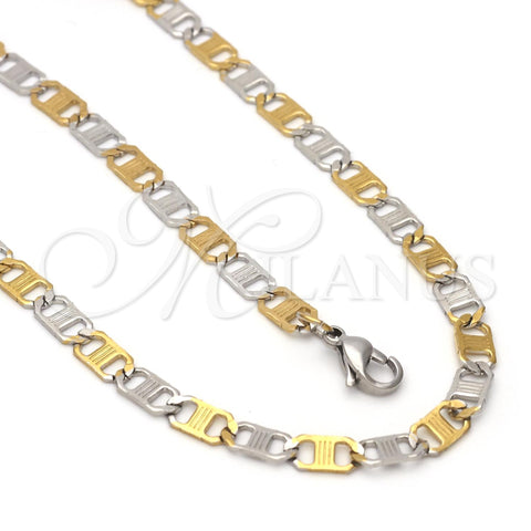 Stainless Steel Necklace and Bracelet, Mariner Design, Polished, Two Tone, 04.113.0049.24
