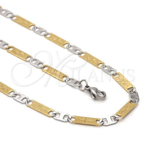 Stainless Steel Necklace and Bracelet, Mariner Design, Diamond Cutting Finish, Two Tone, 04.113.0059.24