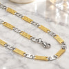 Stainless Steel Necklace and Bracelet, Mariner Design, Diamond Cutting Finish, Two Tone, 04.113.0059.24