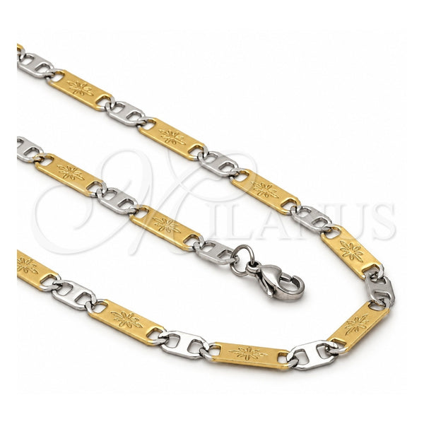 Stainless Steel Necklace and Bracelet, Mariner Design, Diamond Cutting Finish, Two Tone, 04.113.0059.24