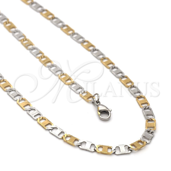 Stainless Steel Necklace and Bracelet, Mariner Design, Polished, Two Tone, 04.113.0051.24