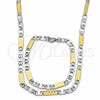 Stainless Steel Necklace and Bracelet, Mariner Design, Diamond Cutting Finish, Two Tone, 04.113.0047.24