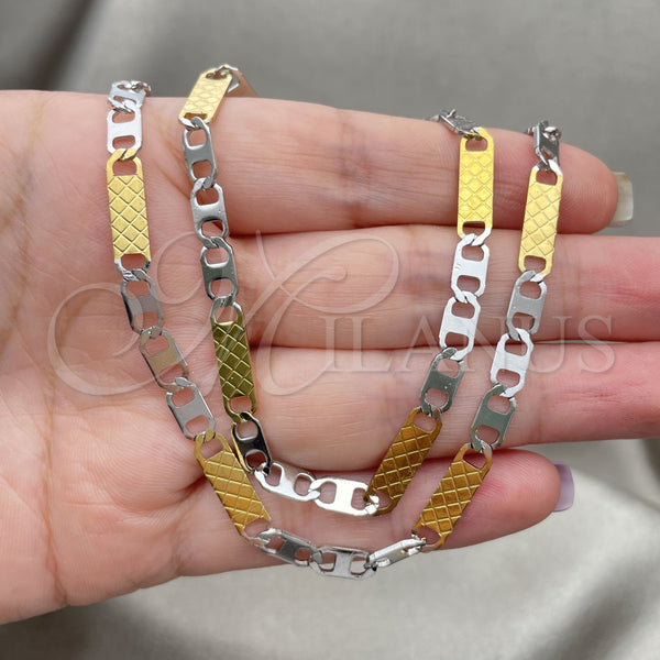 Stainless Steel Necklace and Bracelet, Mariner Design, Polished, Two Tone, 04.113.0053.24