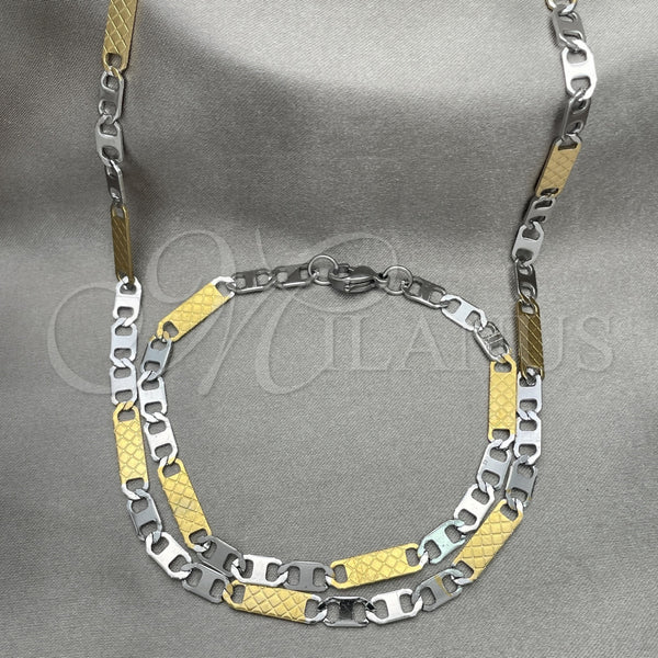 Stainless Steel Necklace and Bracelet, Mariner Design, Polished, Two Tone, 04.113.0053.24